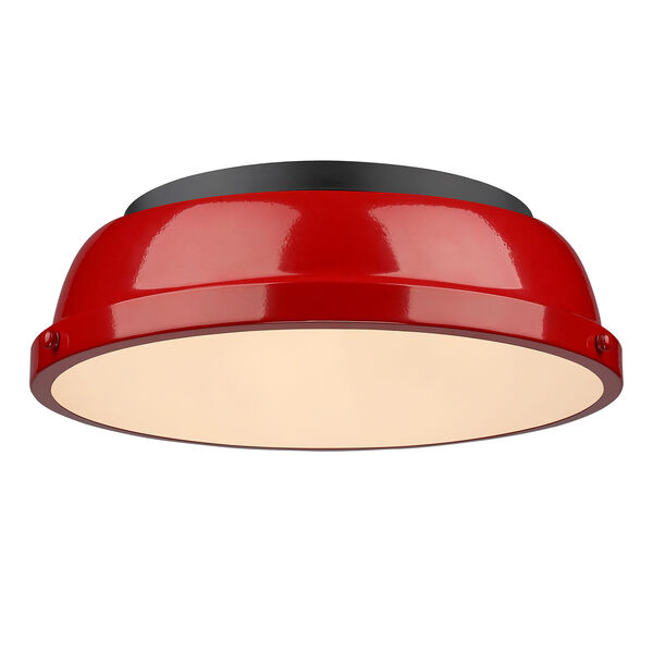 Duncan Black and Red 14-Inch Two-Light Flush Mount, image 1